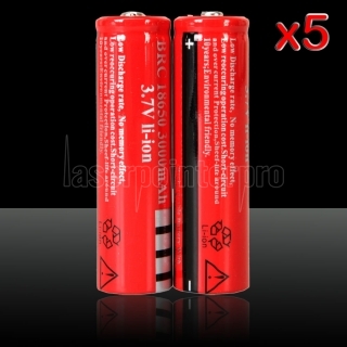 5pcs 3.7V 3000mAh UltraFire 18650 Li-ion Rechargeable Battery Red