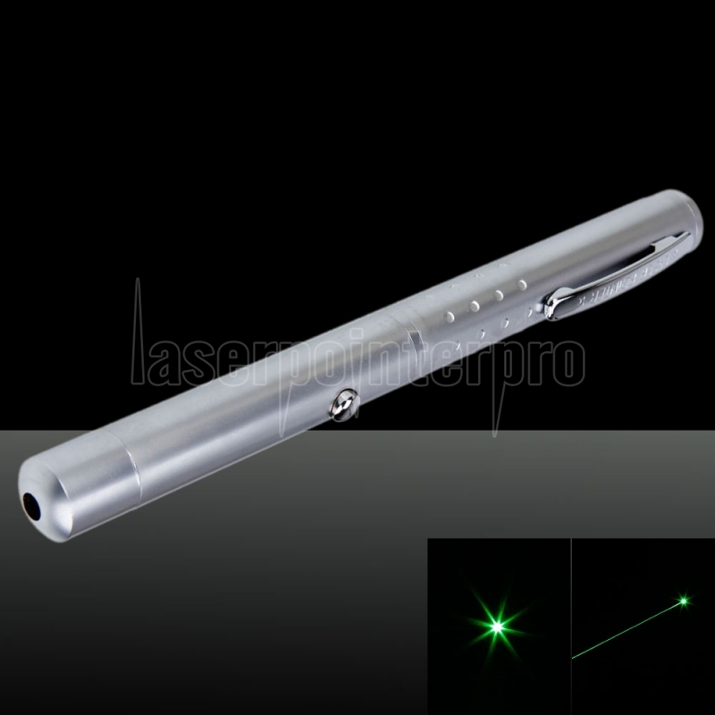 Penna laser verde chiaro da 5mW a 532nm con raggio d'argento e bianco - IT  - Laserpointerpro