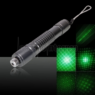 50mW 532nm Tail-Button Kaleidoscopic Green Laser Pointer Pen Silver Gray