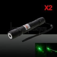 2Pcs 300mW Grid Pattern Professional Green Light Laser Pointer Suit with Battery & Charger Black