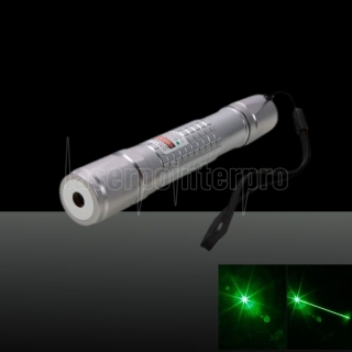 300mW Grid Pattern Professional Green Light Laser Pointer Suit with Charger Silver
