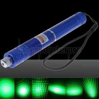 5mW Focus Starry Pattern Green Light Laser Pointer Pen with 18650 Rechargeable Battery Blue