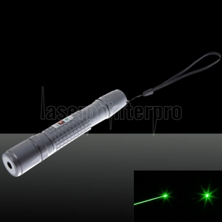 50mW Extension-Type Focus Green Dot Pattern Facula Laser Pointer Pen with 18650 Rechargeable Battery Silver