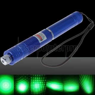 Patrón 200mW Focus estrellada verde de luz láser puntero Pen con 18.650 recargable azul batería