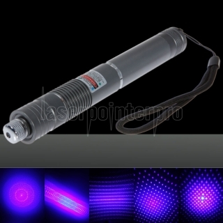 2000mW Focus Starry Pattern Pure Blue Light Laser Pointer Pen with 18650 Rechargeable Battery Silver