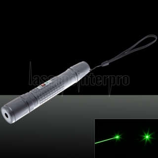 100mW Erweiterung-Type Focus Green Dot Pattern Facula Laserpointer mit 18650 Akku Silber