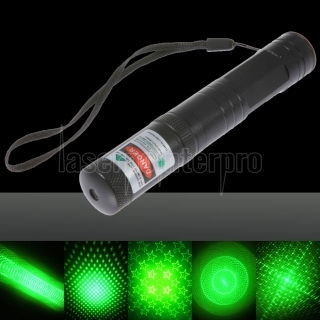 Modelo de punto 50mW / patrón estrellado / Multi-Patrones Focus Verde claro indicador del laser de la pluma de plata