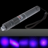 1000mW Focus Starry Pattern Blue Light Laser Pointer Pen with 18650 Rechargeable Battery Silver