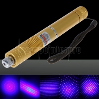 1000mW Focus Starry Pattern Blue Light Laser Pointer Pen with 18650 Rechargeable Battery Yellow
