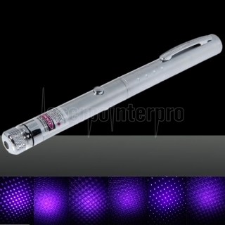 Plata 100mW Medio Abierto estrellada Modelo púrpura Luz Desnudo lápiz puntero láser