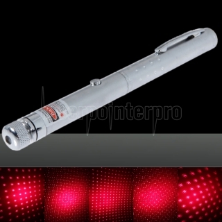 300mW Milieu Ouvert Motif étoilé Rouge Lumière Naked Laser Pointer Pen Silver