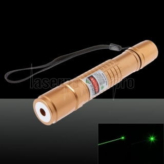 300mW 618 Klicken Stil Öffnen-zurück grünen Laserpointer mit Batterie Luxusgoldfarb