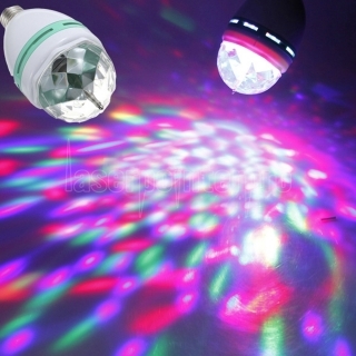 Bombilla LED de 3W Rotary cristalina colorida iluminación de la etapa blanco doméstico