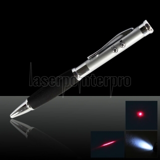 3 em 1 650nm Mid-aberto Red Laser Pointer Pen (Lasers Vermelhos + Lanterna LED + Escrita)