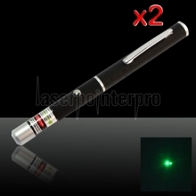2Pcs 200mW 532nm Mid-open Green Laser Pointer Pen