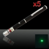 5 x 200mW 532nm Mid-open láser verde puntero Pen