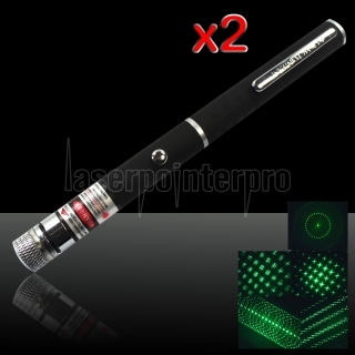 2Pcs 5-em-1 200mW 532nm Open-back Kaleidoscopic Caneta Laser Pointer Verde