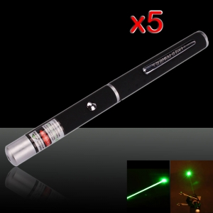 5Pcs 100mW 532nm Mid-ouvert fixe mise au point vert laser pointeur stylo