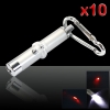 10Pcs 2 in 1 5mW 650nm Red Laser Pointer Pen Silver (Red Lasers + LED Flashlight)