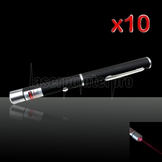 10pcs 20mW 650nm mid-open vermelho caneta laser pointer com 2 pilhas AAA