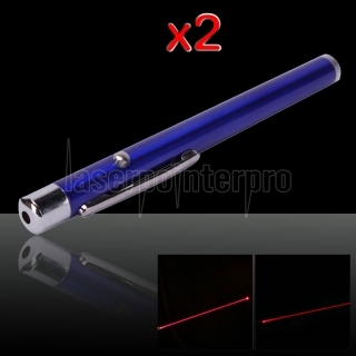 2Pcs 650nm 5mW Aperto-back Ultra rosso Laser Pointer Pen Blu