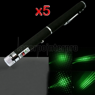 5 x 5 en 1 50mW 532nm Mid-open caleidoscópica puntero láser verde pluma