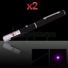2Pcs 100mW 405nm Mid-ouverte Bleu-violet pointeur laser