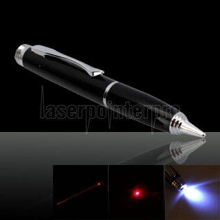 4 en 1 5mW 650nm láser rojo 208 Superficie Pointer Pen Negro (Rojo Láseres + linterna LED + Escritura + PDA Stylus Pen)