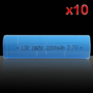 10pcs 3.7V 2200mAh rechargeable 18650 tête plate Li-ion Batterie Bleu