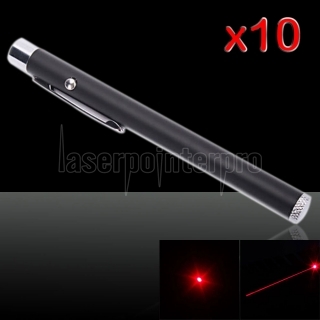10Pcs 1mW 650nm Red Laser Pointer Pen Nero (con due batterie AAA)