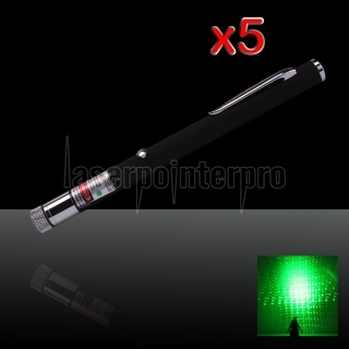 5pcs 150mW 532nm Mid-aberto Kaleidoscopic caneta ponteiro laser verde com 2AAA bateria