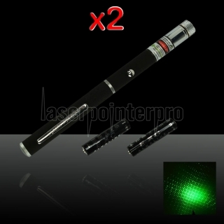 2Pcs 200mW 532nm Mid-ouverte kaléidoscopique stylo pointeur laser vert avec batterie 2AAA