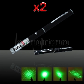 2Pcs 5 in 1 10mW 532nm Green Laser Pointer Pen with 2AAA Battery