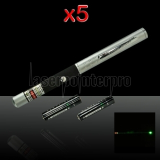 5Pcs 30mW 532nm Half-steel Green Laser Pointer Pen with 2AAA Battery