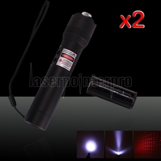 2Pcs 3 in 1 50mW 650nm Red Laser Pointer Pen with 3AAA Battery (Beam Light + Kaleidoscopic + LED Flashlight)