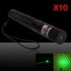 10pcs 200mW 532nm 303 Mise au point kaléidoscopique lampe de poche pointeur laser vert (avec une batterie 18650)