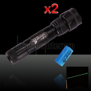 2Pcs 100mW 532nm Flashlight Style Green Laser Pointer Pen with Clip and Free Battery