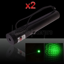 Laser 302 2Pcs 250mW 532nm Flashlight Style Green Laser Pointer Pen with 18650 Battery