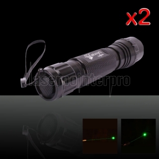 2Pcs 150mW 532nm Flashlight Style 510B Type Green Laser Pointer Pen with 16340 Battery