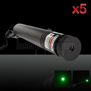 5pcs TSF-302 230MW 532nm ajustar enfoque Linterna estilo puntero láser verde pluma Negro (incluido uno 18650 2200mAh 3.7V)