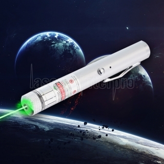 200mW 532nm Penna puntatore laser ricaricabile a luce verde con raggio d'argento