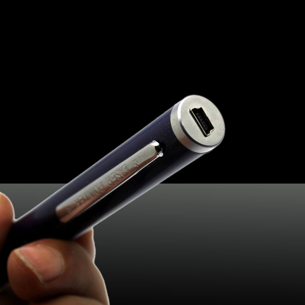 500mW 532nm ponto único USB recarregável caneta ponteiro laser LT-ZS004 preto