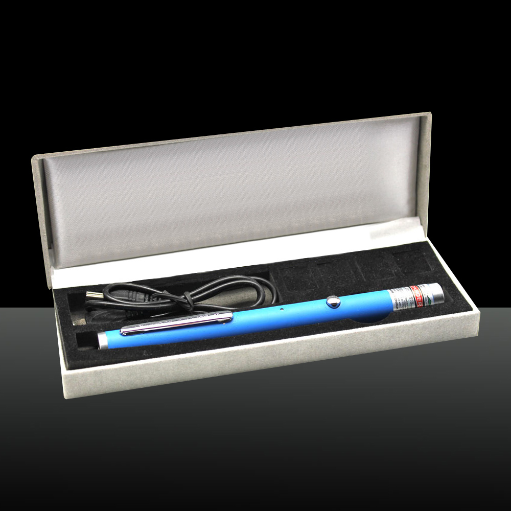 400mW 532nm Vert USB Pointeur Laser en Cuivre Fin Bleu rechargeable