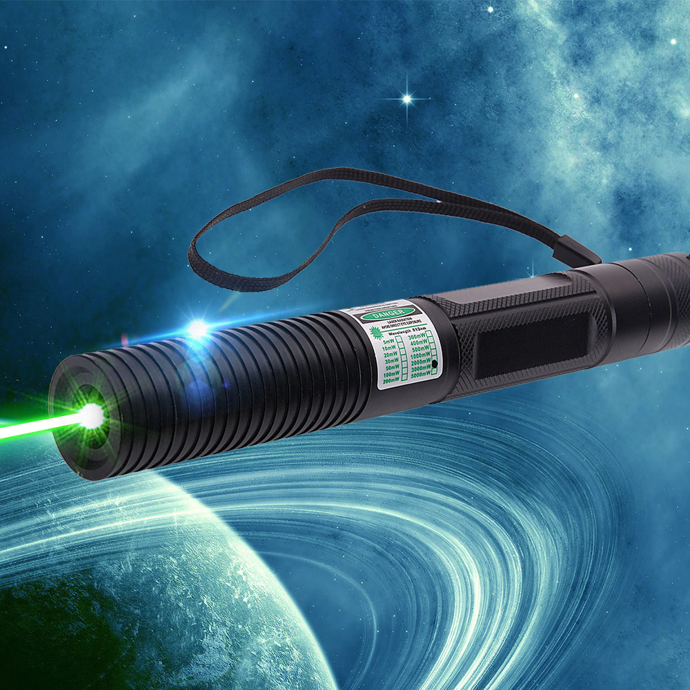 3000mw 532nm Green Beam Light Dot Light Style Separated Crystal Rechargeable Small Head Laser Pointer Pen Set Black
