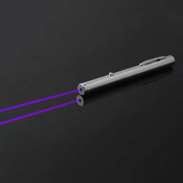 100mW 405nm neue stahlgehäuse kaleidoskop sternenhimmel stil lila licht wasserdicht laserpointer silber