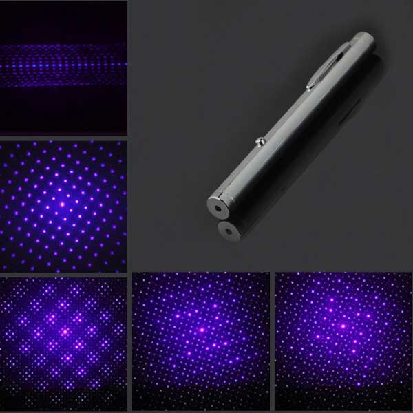 200mW 405nm Nouvelle Enveloppe En Acier Kaléidoscope Ciel Étoilé Style Violet Lumière Étanche Laser Pointeur Argent
