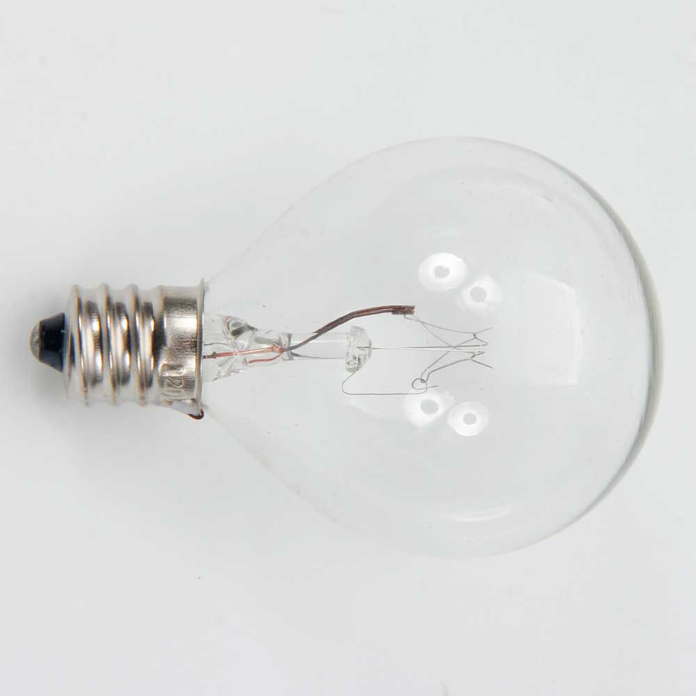 Luz de cadena de lámpara de patio exterior G40 25-LED con cable de lámpara negro transparente y plateado