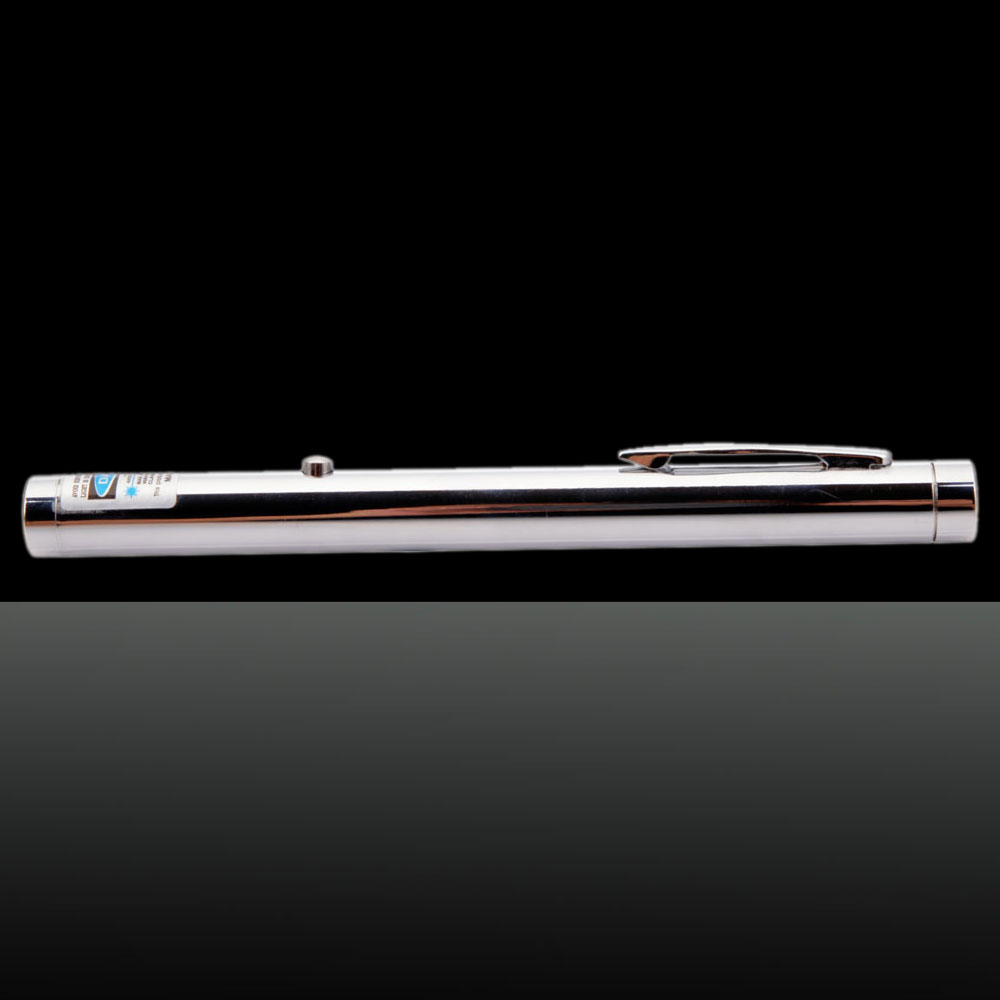 20mw 405nm Blue & Purple Light Single-point Style Waterproof Stainless Steel Laser Pointer Silver