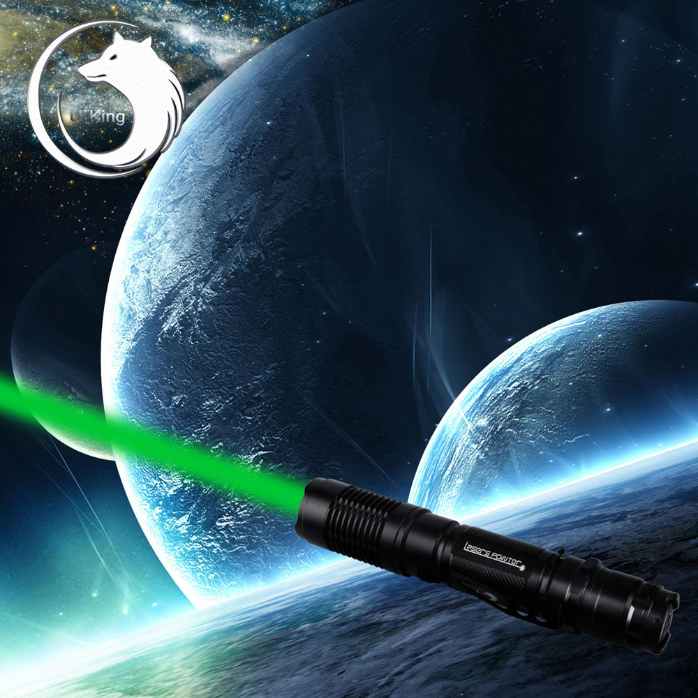 UKing ZQ-A13 200mW 532nm feixe verde ponto único Zoomable ponteiro laser caneta preto