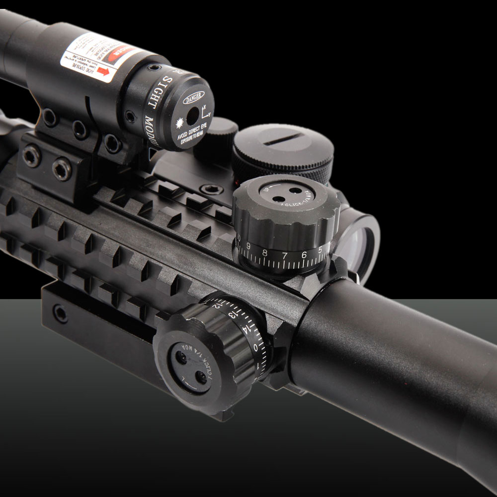 Botones multifuncionales 3 en 1 Alcance del rifle de ampliación 3-9X con mira láser negro